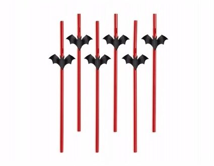 Halloween vleermuis rietjes 6 stuks