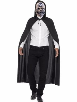 Halloween Zombie dokter verkleedkleding cape met masker - Carnavalskostuums Zwart