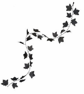 Halloween zwarte bladeren versiering slinger - 180 cm - herfstblaadjes - decoraties