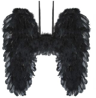 Halloween Zwarte engelen vleugels 39 cm - Verkleedattributen