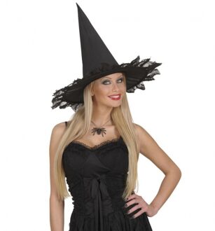 Halloween Zwarte heksen ketting met spin - Verkleedketting