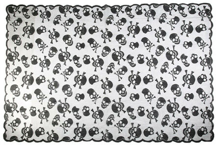 Halloween Zwarte Schedel Skelet Tafelkleed Kant Halloween Party Tafelkleed Decor 4 Maten 60x104inch
