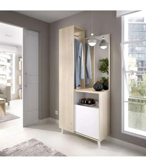 Hallway Laos with mirror, Shoemaker and open wardrobe.