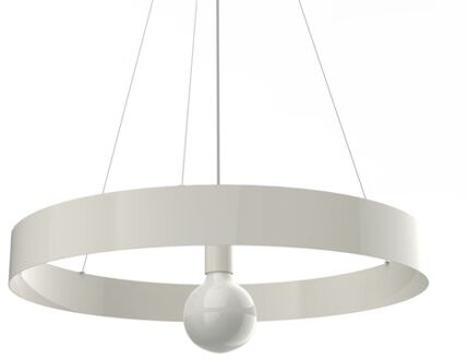 Halo Hanglamp, 1x E27, Metaal, Wit Glanzend, D.60cm