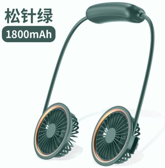Hals Fan, Draagbare Usb Oplaadbare Led Fan Hoofdtelefoon Hand Gratis Persoonlijke Fan Wearable Koeler Ventilator Met Dual Win leger groen