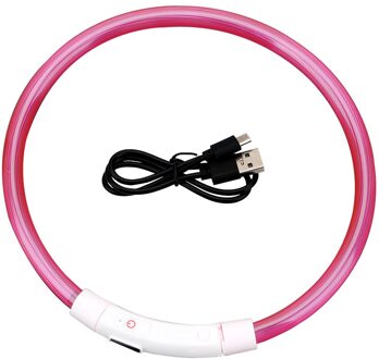 Halsbanden Glowing Lichtgevende Led Usb Halsband Oplaadbare Led Huisdier Halsband Nacht Veiligheid Knipperende Glow Roze