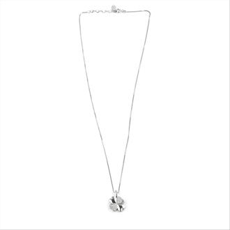 halsketting, 925 sterling zilveren hatua en glanzende zirkonia gerhodineerd afgewerkt Wit