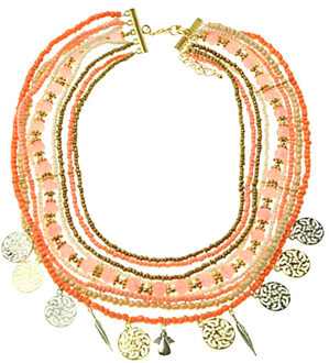 Halsketting Beads Coral koraal|oranje|roze