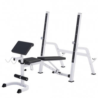 Halterbank / Squat Rack - Belastbaar Tot 280 Kg - Wit