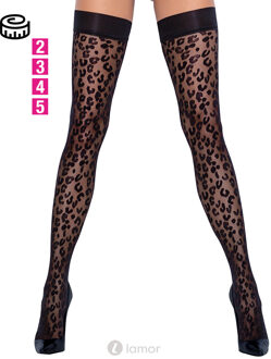 Halterloze kousen in panterprint, CC 2520656 - Maat:: 2 = S