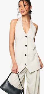 Halternek Longline Getailleerd Tank, Stone - 38