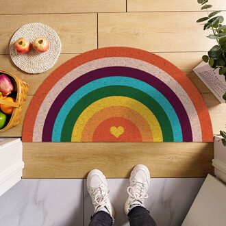 Halve Cirkel Deurmatten Outdoor Indoor Anti-slijtage Pvc Waterdichte Ant-Slip Slaapkamer Tapijten Regenboog Gedrukt Ingang Deurmat 03