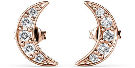 Halve maan oorbellen - roségoud en kristal - One Size