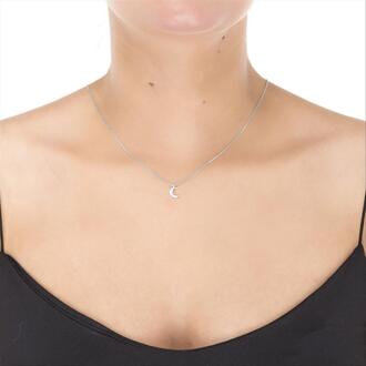 halvemaanvormige halsketting in 925 sterling zilver met gerhodineerde afwerking Wit - One Size