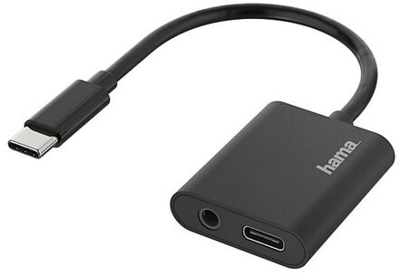 Hama Audio-adapter, 2in1, USB-C-St. - 3,5-mm-jack/USB-C-aansl., audio + opladen Mini jack kabel