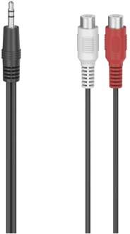Hama Audio-adapter, 2x cinch-koppeling - 3,5-mm-jack-stekker, stereo Mini jack kabel Zwart