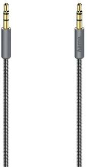 Hama Audiokabel Elite, 3,5-mm-jack-stereo - stereo, metaal, verguld, 0,75 m Mini jack kabel Grijs