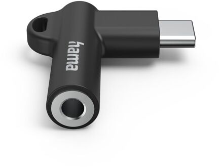 Hama Aux-adapter USB-C-3.5mm jack aansluiting, 90 hoekstekker, zwart