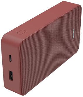 Hama Colour 20 Power Pack 20000 mAh 2 Outputs:USB-C USB-A Powerbank Rood