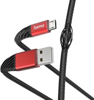 Hama Extreme USB-A naar Micro-USB Kabel - 150cm - Zwart/Rood USB-A / MICRO-USB