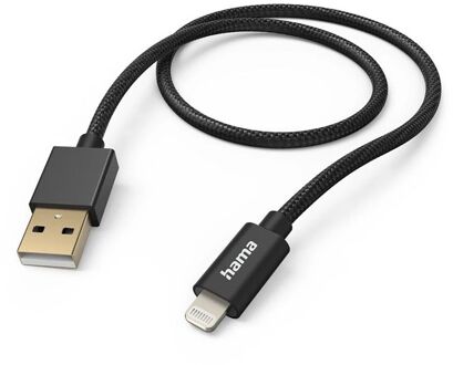 Hama Fabric USB-A naar Lightning kabel - 150cm - Zwart USB-A / LIGHTNING