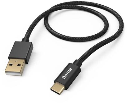 Hama Fabric USB-A naar USB-C kabel - 150cm - Zwart USB-A / USB-C