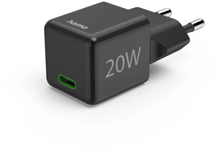 Hama Fast Charger USB-C PD/Qualcomm® Super-Mini Charger 20 W Oplader Zwart