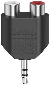Hama Korte audio-adapter, 3,5-mm-jack-stekker stereo - 2x cinch-koppeling Luidspreker kabel Zwart