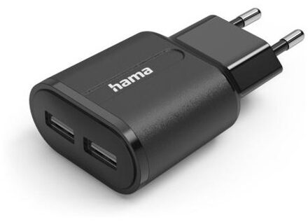 Hama Oplader 2x USB-A 12W Oplader Zwart