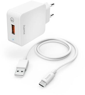 Hama Oplader met USB naar USB-C oplaadkabel - 19,5W - Qualcomm - 1,5 meter - Wit