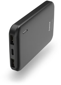 Hama Pocket 5 Power Pack 5000 mAh Outputs: 2x USB-A7 Powerbank Grijs