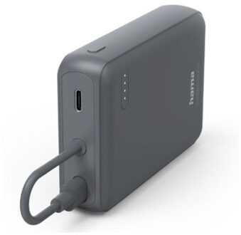 Hama Power Pack Travel met kabel 10000mAh 2 uitgangen:2x USB-C Powerbank Grijs