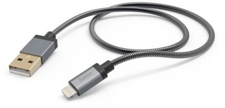 Hama Prime Line Metal USB-A naar Lightning kabel - MFI gecertificeerd - 150cm - Antraciet USB-A / Lightning