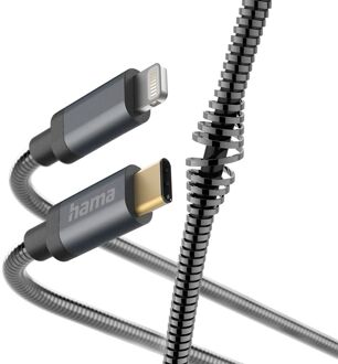Hama Prime Line Metal USB-C naar Lightning kabel - MFI gecertificeerd - 150cm - Antraciet USB-C / Lightning