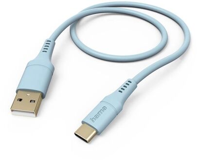 Hama Silicone USB-A naar USB-C Kabel - 150cm - Blauw