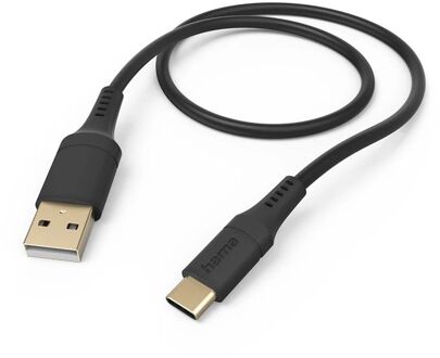 Hama Silicone USB-A naar USB-C Kabel - 150cm - Zwart
