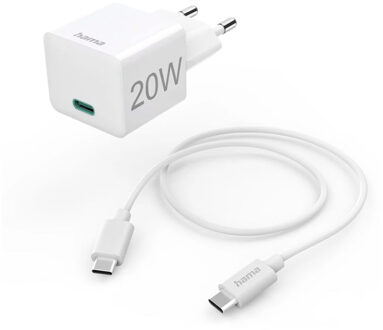 Hama Snellader met oplaadkabel USB-C mini-oplader PD 20 W 1 m Oplader Wit