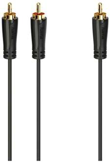 Hama Subwooferkabel, cinch-stekkers - 2 cinch-stekkers, verguld, 5,0 m Luidspreker kabel Zwart