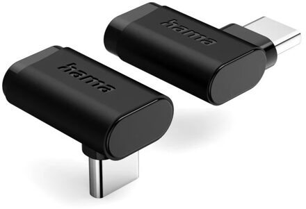 Hama USB-C-hoekadapter 90° USB 3.2 Gen2 10 Gbit/s 5A 240W set van 2 Desktop accessoire Zwart