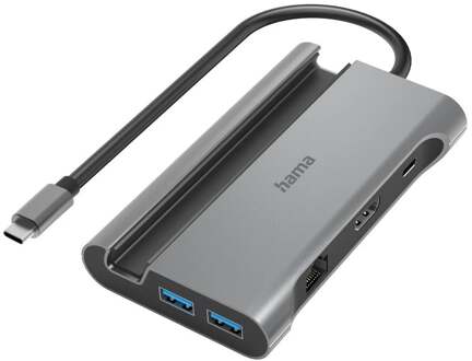 Hama USB-C Hub Connect2Mobile Multiport 7 Ports USB Hub Grijs
