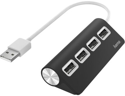 Hama USB-HUB, 4-POORTS, USB 2.0, 480 MBIT/S USB Hub Zwart