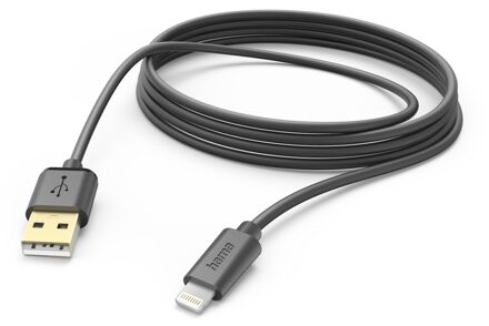 Hama USB-Kabel, USB-A naar Lightning, 3 m, zwart Oplader Zwart