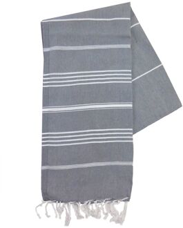 Hamamdoek Sultan 100 X 180 Cm Antraciet/wit