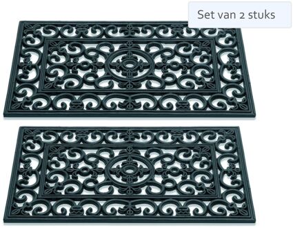 HAMAT Set van 2 stuks Hamat Deurmat Antiek Lily 45x75cm Zwart