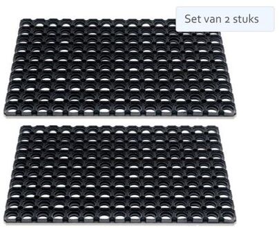 HAMAT Set van 2 stuks Hamat Deurmat / Ringmat Domino 40x60cm Zwart