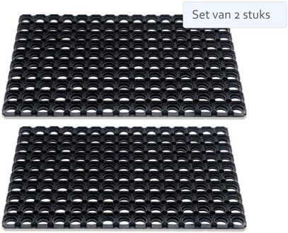 HAMAT Set van 2 stuks Hamat Deurmat / Ringmat Domino 40x60cm Zwart