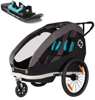 HAMAX Kinderfietskar Traveller inclusief dissel en buggywiel Black /Grijs/Blauw inclusief Wheelblades