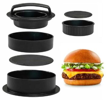 Hamburger Maker 3 In 1 Burger Druk Hamburger Druk Patty Gevulde Burger Maker Voor Bbq Non Stick Sliders Rundvlees Burger druk Zwarte