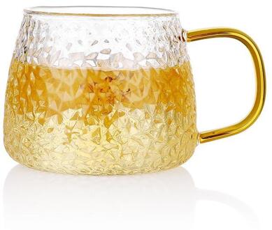 Hamer Patroon Cup Met Handvat Glas Single Layer Cup Met Handvat Transparante Ins Wind Thee Kopje Water Cup Thuis Eenvoudige cup 420ml