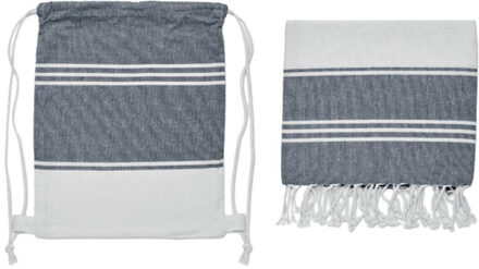 Hammam handdoek koordzak set Blauw - One size